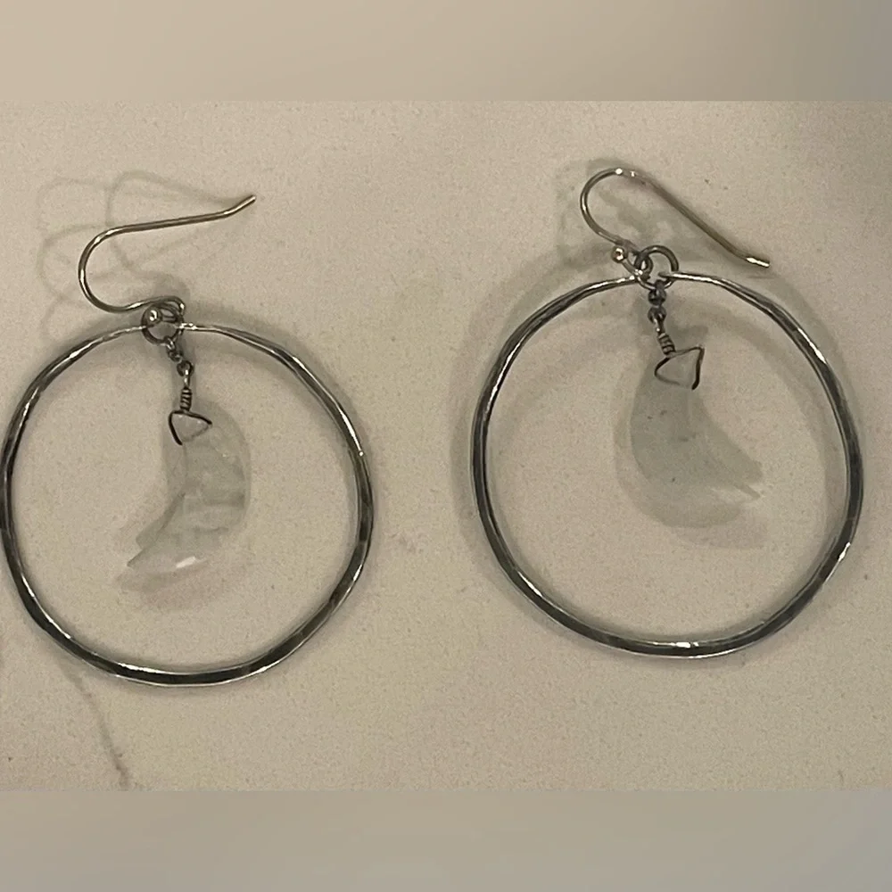 Jennifer Kahn Medium Silver Moon Hoop Earrings: Great condition - Picture 3 of 4